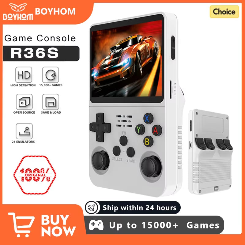 R36S Open-Source Retro Handheld Game Console – 3.5” IPS Display, Linux System, 64GB / 128GB Storage