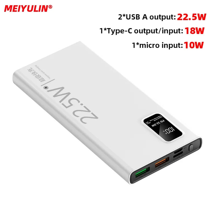20000Mah Portable Power Bank 22.5W USB C Fast Charging External Spare Battery 10000Mah Powerbank for Iphone 16 15 Samsung Xiaomi