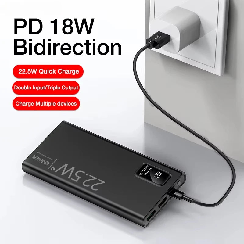 20000Mah Portable Power Bank 22.5W USB C Fast Charging External Spare Battery 10000Mah Powerbank for Iphone 16 15 Samsung Xiaomi