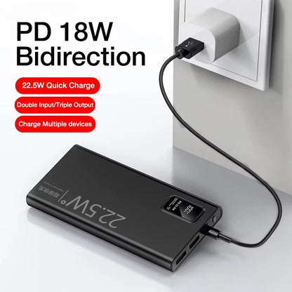 20000Mah Portable Power Bank 22.5W USB C Fast Charging External Spare Battery 10000Mah Powerbank for Iphone 16 15 Samsung Xiaomi