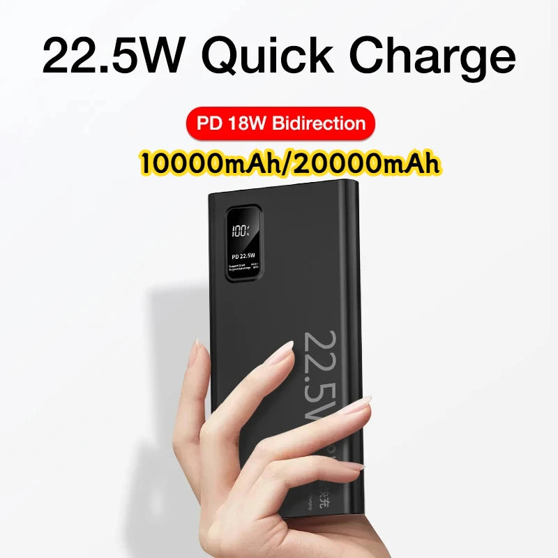 20000Mah Portable Power Bank 22.5W USB C Fast Charging External Spare Battery 10000Mah Powerbank for Iphone 16 15 Samsung Xiaomi